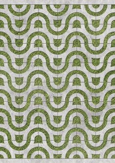 a green and white pattern with wavy lines