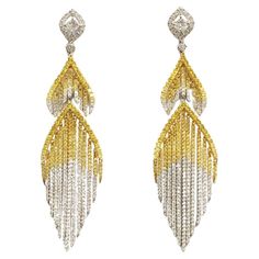 Luxury Faceted Elegant Earrings, Fancy Yellow Diamond, Five Star Hotel, Star Hotel, Design Earrings, Pear Shaped Diamond, Fringe Earrings, Yellow Diamond, White Diamonds