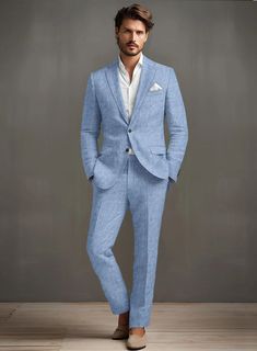 An excellent fit for warm-weather weddings yet equally at home in the depths of winter, our Desert Blue Linen Suit takes care of the need to modernize your formal selection. It's tailored to a sharp silhouette and designed in a fabric that features linen with a woven structure you'll love. Look Includes Desert Blue Lin Light Blue Linen Suit, Blue Linen Suit, Brown Tweed Suit, Grey Tweed Suit, Woven Structure, White Linen Suit, Herringbone Tweed Jacket, Green Velvet Jacket, Peaky Blinders Suit