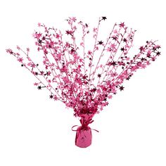 a vase filled with pink and black stars