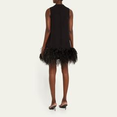 Rachel Gilbert "Linc" mini dress features a feather trim  High neckline Sleeveless Hem falls above the knee Concealed zip closure A-line silhouette  Polyester/elastane Lining: Polyester Dry clean Imported Sleeveless Feathered Mini Dress For Cocktail, Sleeveless Feathered Cocktail Mini Dress, Sleeveless Mini Dress With Feathers For Cocktail, Feathered Sleeveless Mini Dress For Cocktail, Chic Sleeveless Feather Dress, Sleeveless Mini Dress With Feather Trim For Night Out, Dress With Feather Trim, Rachel Gilbert, The Rachel