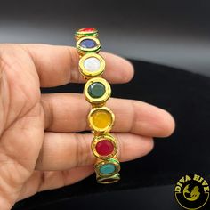 Manika Navratan Bracelet - Bangle -Bangle, Bracelet, Diva Exclusive, moissanite - Divahive Bohemian Festival Bracelets, Multicolor Bangle For Party, Multicolor Fusion Bracelets, Elegant Rainbow Bracelets For Parties, Adjustable Multicolor Fusion Bracelets, Adjustable Multicolor Fusion Bracelet, Multicolor Round Beads Bracelets For Weddings, Elegant Multicolor Bracelets For Festival, Festive Multicolor Metal Bracelets