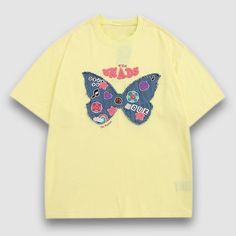 Features: Unisex Loose fit Round neck Short sleeve Denim patch design Soft and breathable Material: 100% Cotton Embroidery Butterfly, Short Sleeve Denim, Costume Bags, Denim Patches, Patch Design, Bra Set, Baby Dolls, New Dress, Round Neck