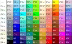 the color chart for all different colors in this image is an example of how to use it