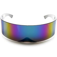 Ultimate retro shield wrap around high fashion sunglasses. Make a statement with these cool reflective mirrored lens. Made with an acetate and polycarbonate UV protected lenses. Measurements: 70-42-46 / Total: 140mm Futuristic Glasses, Futuristic Retro, Wraparound Sunglasses, Futuristic Sunglasses, Cat Eye Colors, Retro Mirror, Visor Sunglasses, Wrap Sunglasses, Acetate Glasses