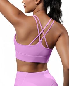 PRICES MAY VARY. 1. Comfortable and Elasticity Fabric : 80% Nylon, 20% Spandex.These sports bra made with lightweight, breathable and stretchy professional sports fabric. This sports bra with padding can effectively sweat-wicking when you exercise, keeping body cool & dry, giving you long-lasting comfy. 2. Medium Support : The medium support is just right for workouts, striking a balance between comfort and control. The widen elastic band underneath the breast ensures a tight secure fit, which makes sure this sports bra don't easily slide or roll up, and helpfully keeps your boobs in the place. 3. Stylish and Functional : The crossed back keeps the straps from falling down my shoulders. It combines comfort, style, and functionality seamlessly. These sports bras are not for super high impac Sports Bra For Running, Sports Fabric, Workout Bra, Running Sports Bra, Bra For Women, Push Up Pads, Padded Sports Bra, Running Workout, Yoga Bra