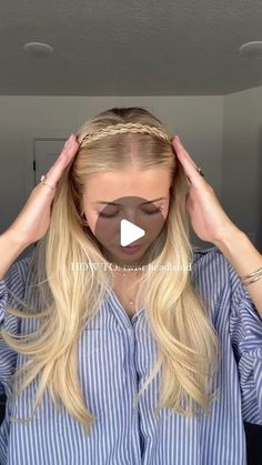 Olivia Dayton on Instagram: "twist hair headband ✨🫶🏼 do I need to start another fall hairstyle series?? 
•
•
•
#hairhowto #hairtutorial #twistbraids #headband #simplehairstyles" Hair Headband Braid, Cute Hairstyles With Hairband, Cute Hairstyles Headband, Half Up Half Down Hair With Headband, Braided Hairband Hairstyles, Long Hair With Headband, Hair Band Hairstyles, Braided Headband Diy, Olivia Dayton