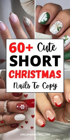 These short Christmas nails are the perfect way to add a touch of glamour to your holiday ensemble. Whether you prefer simple and easy or bold and vibrant, you're sure to find a design that matches your style. | short christmas nails simple | short Christmas nails acrylic | short Christmas nails red | short Christmas nails green | short Christmas nails square | short Christmas nails simple red | short Christmas nails white | short Christmas nails neutral | short ChristmasChristmas nails almond Short Christmas Nails, Christmas Nails Designs, Beach Themed Nails, Winter Nail Art Designs, Classy Nail Art Ideas, Christmas Nail Art Easy, Classy Nail Art, Classy Nail, Festive Nail Art