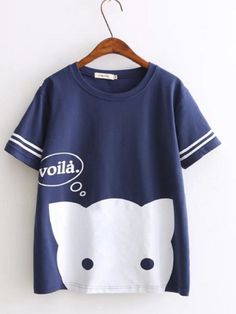 Sweet Clothes, Cartoon Shirts, Kawaii Cartoon, Sweet Lolita, Striped Short, Cartoon T Shirts, Cool Hoodies, Cartoon Cat, Striped Tee