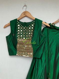 Bottle Green Silk Skirt and Mirror Worked Crop Top for Girls - Etsy Festival Raw Silk Sets With Gold Embroidery, Green Anarkali Set With Gold Embroidery, Festive Green Sets With Gold Embroidery, Designer Brocade Sets With Gold Embroidery, Art Silk Sets With Gold Embroidery For Festivals, Festive Brocade Lehenga With Mirror Work, Gold Dola Silk Dress With Mirror Work, Festival Sets In Art Silk With Gold Embroidery, Festive Silk Set With Gold Embroidery