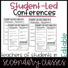 These student-led conference unit check-ins can be used in any secondary classroom! Your middle school or high school students will complete the pre-conference section first and this will lead the conversation as your students will now be able to discuss their strengths, weaknesses, and goals. There... Classroom Ideas Middle School, Middle School Management, Middle School Humanities, Meaningful Questions, Secondary Math Classroom, Teacher Data, Teacher Portfolio, Teacher Printables, Classroom Routines And Procedures