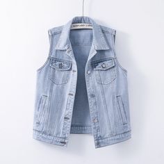 F00249442-103 Casual Light Blue Cotton Denim Jacket, Washed Blue Denim Jacket With Pockets, Light Blue Casual Cotton Denim Jacket, Light Blue Cotton Denim Jacket, Spring Light Wash Denim Vest With Pockets, Fall Washed Blue Denim Vest, Blue Cotton Denim Vest With Pockets, Light Blue Cotton Denim Top With Pockets, Denim Blue Denim Outerwear For Summer