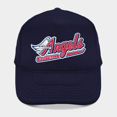 Angels Softball team design -- Choose from our vast selection of Trucker hats to match with your favorite design to make the perfect custom graphic Hat. Customize your color! For men and women. Throwback Flat Bill Trucker Hat For Baseball Season, Throwback Trucker Hat For Baseball Season, Navy Snapback Baseball Cap For Fans, Throwback Baseball Trucker Hat, Throwback Snapback Trucker Hat For Baseball Season, Throwback Snapback Trucker Hat For Sports Events, Adjustable Retro Snapback Hat For Sports Events, Team-colored Baseball Cap For Fans, Team Spirit Baseball Cap With Team Logo