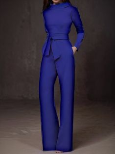 Solid Five-Point Sleeve Belted Wide-Leg Jumpsuit Upgrade your wardrobe with our Solid Five-Point Sleeve Belted Wide-Leg Jumpsuit! With its classic solid color and flattering silhouette that cinches at the waist, this jumpsuit effortlessly adds style to any outfit. Its timeless elegance makes it a must-have for any fashion-forward woman. Key Features: Gender: Women Type: Bottoms Feature: Solid, Five-Point Sleeve, Belted, Wide-Leg Material: Polyester Style: Casual/Fashion Colors: White, Red, Black, Blue, Dark Red, Dark Green Size: S, M, L, XL, 2XL Enjoy the perfect fit and effortless style of our jumpsuit. Order now and get FREE shipping on orders over $100. Please note that sizing runs a little small, so we recommend sizing up for the perfect fit. Long Fall Dresses, Jumpsuit Outfits, Blouse Tank Top, Sweater Jumpsuit, Tank Top Dress, Red Dark, Fashion Tips For Women, Mid Length Dresses, Women's Costumes