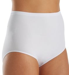 This extremely soft, full coverage panty features seamless sides for a smooth finish that lies flat under clothing. Made of nylon and spandex knit. Stretch waistband provides a smooth, custom fit. Four-way stretch for fit and comfort. Seamless sides for a smooth look and no visible panty lines. Covered elastic along leg openings maintains fit High rise. Full rear coverage. Seamless rear. Tagless to prevent chafing. Knit-in cotton crotch for comfort. Rhonda Shear Women's Ahh High Waisted Seamless Solid Color Smoothing Brief Bottoms, Micro-elastic Smoothing Solid Bottoms, Solid Smoothing Brief Bottoms, Stretch Bottoms With Contoured Waistband, Solid Smoothing Micro-elastic Bottoms, White Brief Bottoms With Wide Waistband, Seamless Full Coverage Shapewear Bottoms, Supportive White Full Coverage Shapewear, Seamless Elastane Hosiery