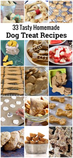 the collage shows different types of homemade dog treats