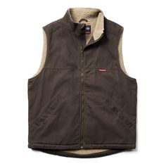 Our number one style for a reason. Rugged twill lined with classic sherpa, the Upland Vest is the perfect layering piece. Vest Hoodie, Work Vest, Moc Toe Boots, Vest Men, Tactical Clothing, Hoodie Vest, Hunting Jackets, Mens Vests, Mens Style