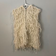 Nwt Urban Outfitters Ecote Cream Wool Blend Fringe Hooded Knit Vest Size Xs New With Tag 50% Wool, 50% Acrylic Zip Up Has A Hood Knitted With Fringe Color Is A Creamy White White Knit Winter Outerwear, White Hooded Knitted Sweater, White Knitted Hooded Sweater, White Knit Outerwear For Cold Weather, White Hooded Knit Sweater, Urban Outfitters White Outerwear For Fall, White Knit Fabrication Outerwear For Spring, Spring White Knit Outerwear, Material Exploration