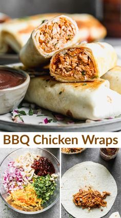 the bbq chicken wraps are ready to be eaten