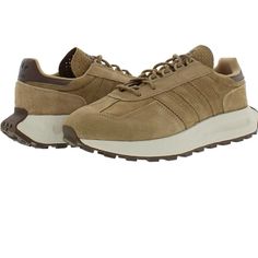 Never Wore! Size 10d Men Beige Walking Sneakers With Cushioned Footbed, Walking Sneakers With Gum Sole And Round Toe, Brown Sneakers With Contrast Sole For Walking, Brown Round Toe Running Shoes For Streetwear, Brown Running Shoes With Round Toe For Streetwear, Brown Suede Sneakers For Walking, Brown Suede Walking Sneakers, Brown Running Shoes For Streetwear, Casual Leather Running Shoes Medium Fit