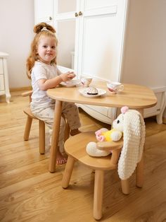 A children's room is a small and magical world that you create for your child. Complement it with this functional furniture to give your little one a fun corner to play, paint and develop their creativity. The table and chair are modern and minimalistic. They will add a design touch to your child's room, and thanks to their neutral color, they can be added to any decor. ❤Tabletop size: 50х60 cm. ❤Chair seat size: 30x30 cm Depending on the height and age of the child, you can choose the height of Toddler Table And Chairs, Kids Desk, Toddler Table, Montessori Furniture, Toddler Chair, Basement Makeover, Table And Chair Set, Kids' Desk, Kids Table And Chairs