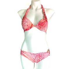 Natori Swim Set Very Beautiful With Padded Cups Bottom Xs Bra Is 32c/34b/36a Fitted Pink Swimwear With Built-in Bra, Pink Halter Neck Swimwear With Built-in Bra, Pink Halter Neck Swimwear With Padded Cups, Fitted Pink Swimwear With Underwire, Fitted Pink Swimwear With Padded Cups, Small Bra, Wishlist 2024, Printed Tankini, Swim Sets