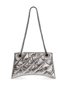 Balenciaga Crush chain-strap Shoulder Bag - Farfetch Designer Silver Bag With Metal Logo, Luxury Silver Shoulder Bag With Magnetic Closure, Formal Silver Shoulder Bag With Chain, Silver Crossbody Shoulder Bag With Silver-tone Logo, Silver Crossbody Shoulder Bag With Chain Detail, Silver Crossbody Shoulder Bag With Chain, Chic Silver Shoulder Bag With Chain, Luxury Silver Shoulder Bag With Chain Strap, Silver Chain Crossbody Shoulder Bag