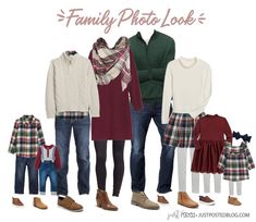 a family photo is shown with clothes and shoes