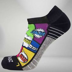 Pop Art Socks (No Show) Black Non-slip Socks For Sports, Black Non-slip Socks For Sports Events, Multicolor Breathable Sporty Socks, Non-slip Black Socks For Gym, Non-slip Black Gym Socks, Multicolor Stretch Sports Socks, Multicolor Stretchable Breathable Socks, Breathable Stretch Multicolor Socks, Fun Multicolor Stretch Socks