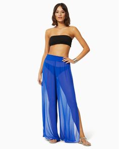 Our Athena pant is crafted from sheer, barely there fabric and features sexy side slits that show off your stems with every step you take. The wide-leg keeps things flowy and the smocked waistband adds a slimming effect. Stay cool at the pool or turn up the heat and pair with our white Meena top at the beach bar. Shop the look: Mika Top Model is wearing Size XS Model Measurements: Height 5'10" / Bust 34" / Waist 24" / Hips 35" Dress Like A Goddess, Palazzo Pant, Dressing Style, Pool Day, Beach Bar, Ramy Brook, A Goddess, Maxi Gowns, Palazzo Pants