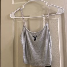 This Playboy Crop Top From Pacsun Is New With Tags! It Is A Size Xs. Nike Hoodie Outfit, Cropped Tee Shirt, Strappy Crop Top, Yellow Crop Top, Strap Crop Top, Pacsun Tops, Round Neck Shirt, Hoodie Outfit, Sweater Tank Top