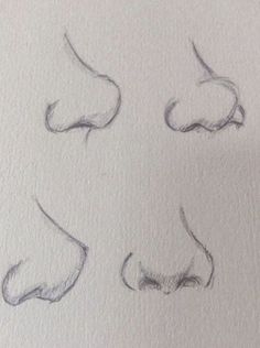 four different stages of drawing the nose