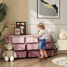 Space can be precious, and this minimalistic design from Qaba allows homes with limited extra room for furniture to accommodate them. The large removable bins will make items easy to access, so when a kid can't find something, they can search the boxes without having to stick their hand in the back of the drawer where they can't see. These containers are made for simplicity, storage, and a smooth, cleanable surface. Size: 9 drawers.  Color: Pink. Kids Craft Storage, Kids Bedroom Storage, Kids Storage Units, Small Bedroom Storage, Youth Furniture, Kid Toy Storage, Bedroom Furniture Dresser, Extra Rooms, Extra Room