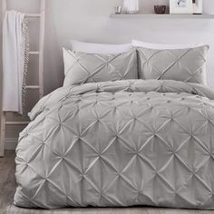 light grey pintuck duvet cover set Envelope Pillow, Modern Duvet, Super King Duvet Covers, Grey Duvet, Bedroom Furnishings