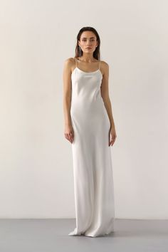 Slip Wedding Dress, Minimal Wedding Dress, White Satin Dress, White Silk Dress, Silk Wedding Dress, Silk Dress Long, Scarf Dress, Silk Slip Dress, Silk Wedding