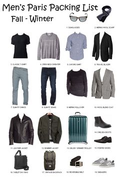 Paris Packing List for Men Packing List For Men, Paris Packing List, Paris Packing, What To Wear In Paris, Travel Blazer, Packing List Men, Paris Winter, Paris Mens Fashion, Style Parisienne