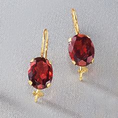 Ross-Simons - 3.00 ct. t. w. Garnet Drop Earrings in 14kt Yellow Gold. Proclaim your appreciation for luxurious style and dramatic color with these 3.00 ct. t. w. garnet drop earrings. The oval garnets really gleam with lush burgundy tones, swaying with your every move. Hanging length is 5/8". Locking earwire, garnet drop earrings. Garnet birthstones are the perfect gift for January birthdays. Garnet Drop Earrings, Aquamarine Studs, Triple Hoop Earrings, Garnet Birthstone, Cultured Pearl Bracelet, Mesh Necklace, Front Back Earrings, Emerald Earrings Studs, Gold Rope Chains