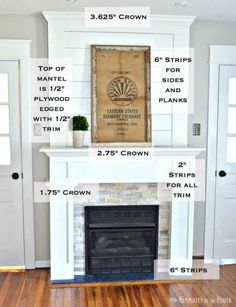 a fireplace with instructions for how to put the mantel on top and around it