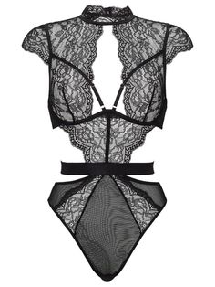 Turn the heat up a notch in our Zalia Body. Made from a delicate combination of mesh and lace, it is designed with a high neckline and capped sleeves. The cups feature a continuous wire that accentuates your bust whilst the overbust strapping and cut out sides offer an alluring finish. Complete with a cut out on the back, a hook and eye fastening at the neck and a Brazilian back. Slip into yours for an effortlessly sexy bedroom ensemble. Take a look at our range of bodies to add to your seduction and our sexy dresses to find more to suit your style. Langray Outfits, Body Wear Fashion, Ann Summers, Seductive Clothes, Lace Body, Lingerie Outfits, Crew Clothing, Pretty Lingerie, Plunge Bra