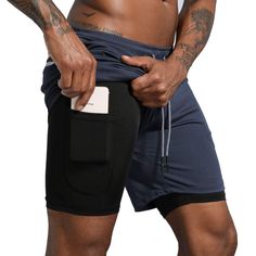 PRICES MAY VARY. 2-IN-1 DESIGN: Mesh material shorts, quick-dry fabric to keep you comfortable for workouts and practice, built-in Compression shorts with tight fit offers support thigh muscle to improve performance and provide a more generous fit for extra mobility. MULTI-POCKET DESIGN: A liner phone pocket to keep your phone out of the way; 2 front zippered pockets keep your phone, keys and wallet safe; And one back Silver Reflective Pocket Design for Increased Visibility, makes you safer at n Training Fitness Gym, Thigh Muscles, Running Shorts Men, Elastic Shorts, Athletic Workout, Workout Running, Yoga Training, Yoga Gym, Fitness Activities