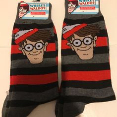 Brand New Item Novelty Cotton Socks For Winter, Novelty Cotton Winter Socks, Winter Novelty Cotton Socks, Fun Cotton Winter Socks, Fun Winter Cotton Socks, Fun Black Cotton Socks, Wheres Waldo, Casual Socks, New Item