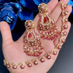 buy gold plated ruby necklace online Handmade Ruby Jewelry Sets In Elegant Style, Handmade Ruby Jewelry Sets, Elegant Handmade Ruby Jewelry Sets, Diwali Ruby Jewelry, Hand Set Ruby Jewelry Sets In Fine Jewelry Style, Elegant Chandbali Ruby Jewelry Sets, Fine Jewelry Sets With Hand Set Rubies, Handmade Ruby Fine Jewelry, Traditional Ruby Jewelry Sets For Festive Occasions