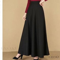 Lasaky - High-Waisted Ballroom Dance Long Skirt with A-Line Hem for Tall Women Ankle-length Solid Lined Skirt, Solid Ankle-length Lined Skirt, Solid Color Ankle-length Lined Skirt, Full Length Stretch Black Skirt, Black Full Length Stretch Skirt, Black Full-length Stretch Skirt, Black Full-length Flowy Skirt, Full Length Black Skirt For Fall, Black Full-length Skirt For Fall