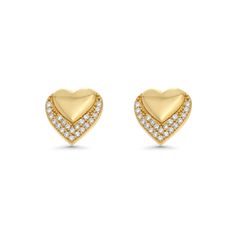 0.21 Cts White Diamond Earring in 14K Yellow Gold Formal Diamond Earrings Tarnish Resistant, Formal Tarnish Resistant Diamond Earrings, Formal Diamond Tarnish-resistant Earrings, Elegant Cubic Zirconia Heart Earrings For Formal Occasions, Luxury Heart Earrings With Diamond Accents For Formal Occasions, Formal Elegant Cubic Zirconia Heart Earrings, Anniversary Yellow Gold Plated Earrings, Elegant Heart-shaped Diamond Earrings, Elegant Heart Earrings With Diamond Accents For Formal Occasions