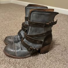 Freebird Baker Boots- Very Good Condition. The Color Lists Only Two Colors, But They Are More Grey/Brown/Ash Blue- Stylish And Comfortable! Shop It Out Ladies! Freebird Boots, Freebird By Steven, Colour List, Brown And Grey, Bootie Boots, Ash, Ankle Boots, Conditioner, Women Shoes