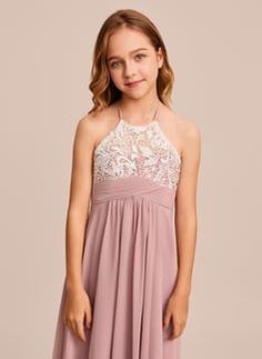 Junior Bridesmaid Dress, Junior Bridesmaid Dresses, Junior Bridesmaid, Chiffon Lace, Bridesmaid Dress, Floor Length, Bridesmaid Dresses, A Line, Chiffon