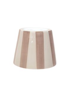 a white and brown striped lamp shade