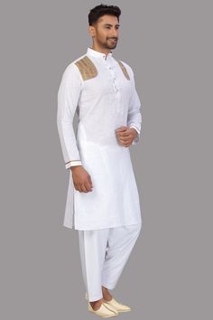 Product Features: Top Color: White Bottom Color: White Work: Solid Top Fabric: Cotton with Polyster Mix Bottom Fabric: Cotton with Polyster Mix Pack Of: 1 Pathani Kurta : 1 Salwar Occasion: Partywear Disclaimer: There will be slight difference in digital to actual image Casual White Fitted Kurta, Festive White Linen Sets, White Linen Festive Sets, White Linen Fitted Kurta, White Fitted Linen Kurta, White Linen Eid Sets, Casual White Linen Kurta, Traditional White Linen Sets, White Linen Sets For Eid