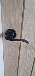 an open door with a black handle on it