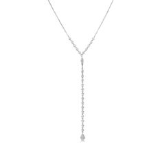 Meira T White Gold Diamond Lariat Necklace - ICE Luxury Adjustable White Gold Lariat Necklace, Luxury Dazzling Single Strand Diamond Necklace, Luxury White Gold Lariat Drop Necklace, Luxury White Gold Lariat Necklace For Anniversary, Luxury Long Drop Diamond Necklace With Adjustable Chain, Luxury Single Strand Dangle Necklaces, Luxury White Gold Rectangular Diamond Necklace, Luxury Diamond White Rectangular Necklace, Luxury White Gold Beaded Chain Necklaces